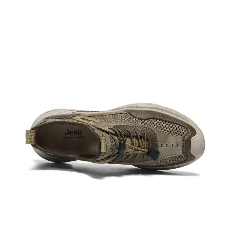 Jeep Shock Absorbers Slip Resistant, Abrasion Resistant, Breathable Low Top Casual Running Shoes Men's Khaki-2