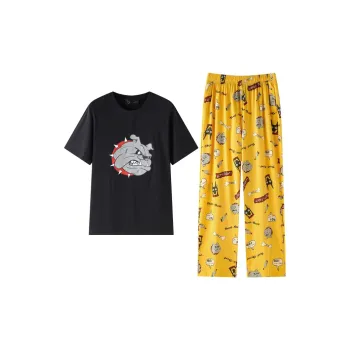 Meonsill Summer Pajama Set Men's Black