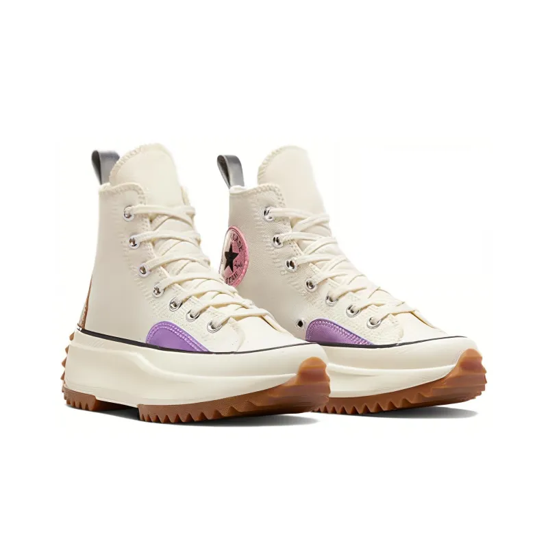 Converse Run Star Hike Platform Chrome Abrasion Resistant Breathable High Top Canvas Shoes Unisex Beige-2