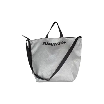 SUMAYZOY DuPont Paper PE Polyethylene One Shoulder Handbag Large Size Unisex Lightning Silver/Black