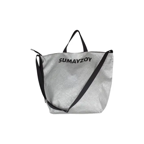 SUMAYZOY DuPont Paper PE Polyethylene One Shoulder Handbag Large Size Unisex Lightning Silver/Black