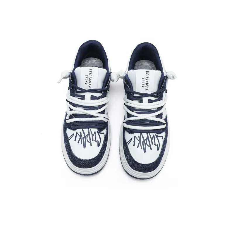 BEILIANYA Skateboard Shoes Unisex Low Top White/White Black/Moonlight Blue/Navy Blue/Mismatched/White Black All Over Print-18