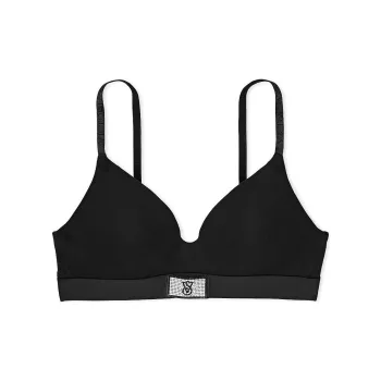 Victoria's Secret PINK THE T-SHIRT Shine Patch T-Shirt Wireless Bra/Black Bra Women's Black