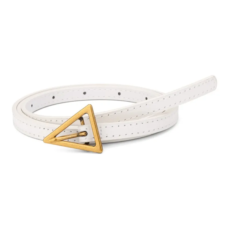 Cows Reign Vintage Triangle Pin Buckle Thin Top Grain Cow Leather Fashion Decoration Belt Leather Belts Women's-7