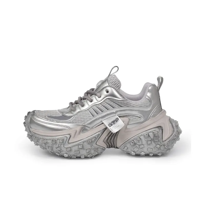 U.T.B RustiRunner Scavenger Series Chunky Sneakers Unisex Low Top Silver-0