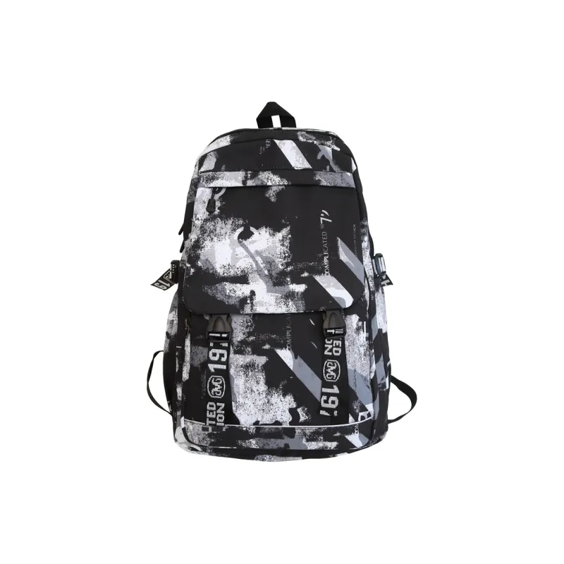 Dusen Kangaroo Nylon Backpack Unisex Gray/Black/White/Blue-0