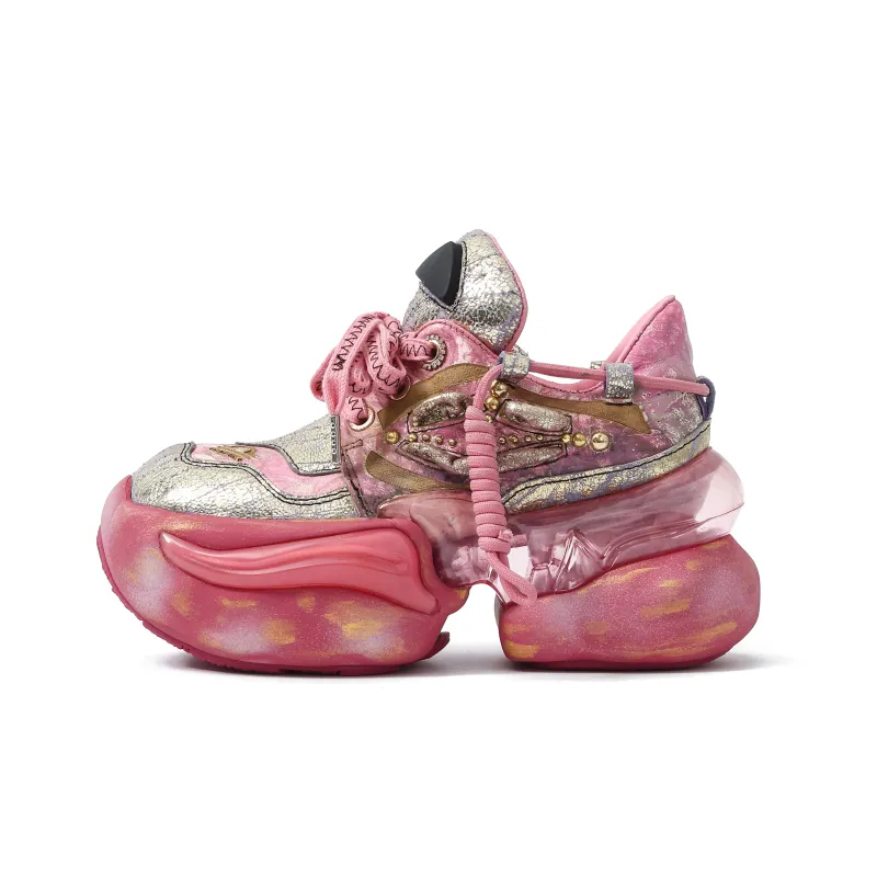 VINYVIOLA Cushioned Wear-Resistant Height Increasing Low-Top Chunky Sneakers Women's-30