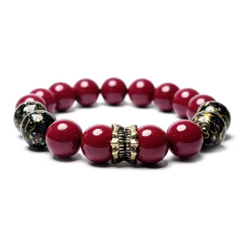 MOUNTAINS AND MANS Reconstructed Cinnabar Auspicious Beaded Bracelet Unisex
