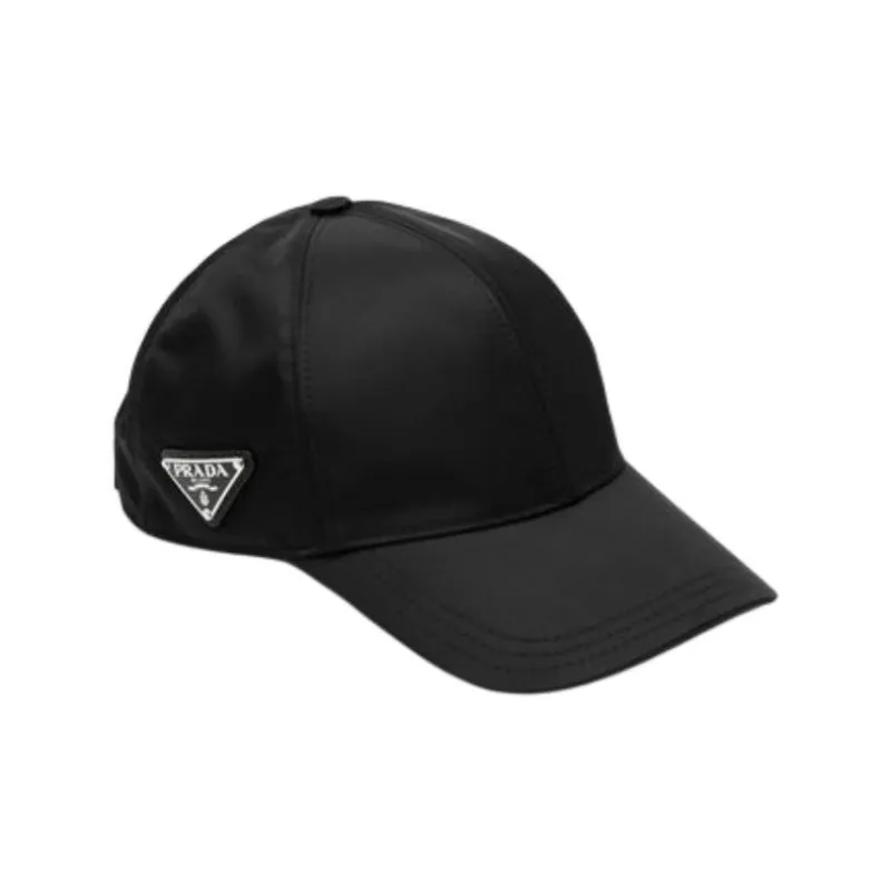 PRADA Recycled Nylon Metal Enamel Baseball Caps Women's Black-2