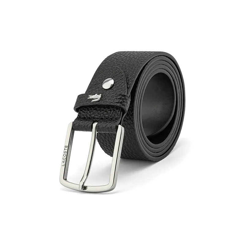 LACOSTE The Buckle Features A Small Crocodile Emblem. Leather Belts Men's Black Width: 3cm-1