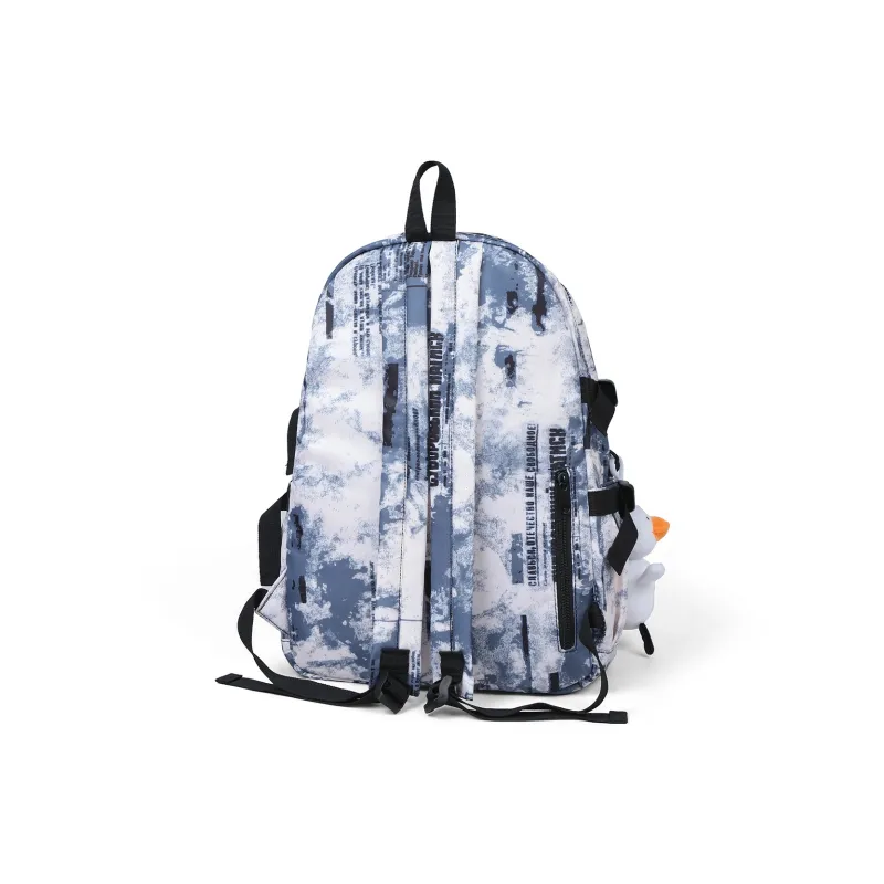 Kevin Cohen Fabric Backpack Laptop Bag Regular Unisex Black/Ecru/Blue-9