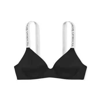 Victoria's Secret PINK THE T-SHIRT Lightly Lined Wireless Bra/Black Bra Women's Black