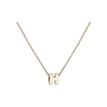 HERMES POP H Collection Rose Gold Plated Necklaces Women's White Pendant With Rose Gold Chain