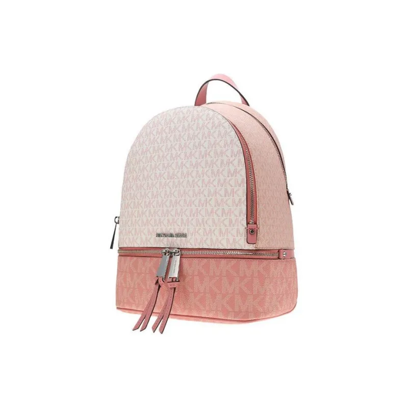 MICHAEL KORS Rhea Zip PVC Backpack Medium Size Women's White & Light Pink-1