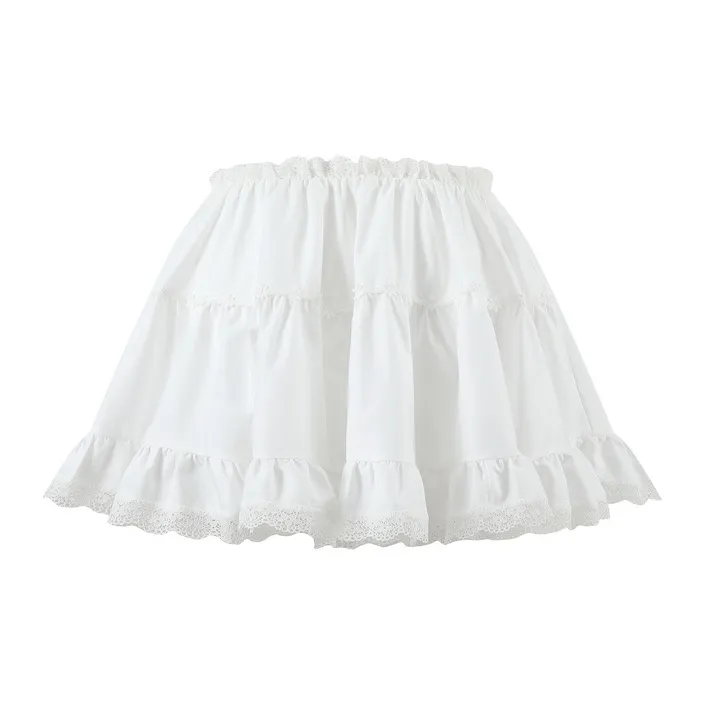 Three Quarters Casual Short Skirts Women's White-1