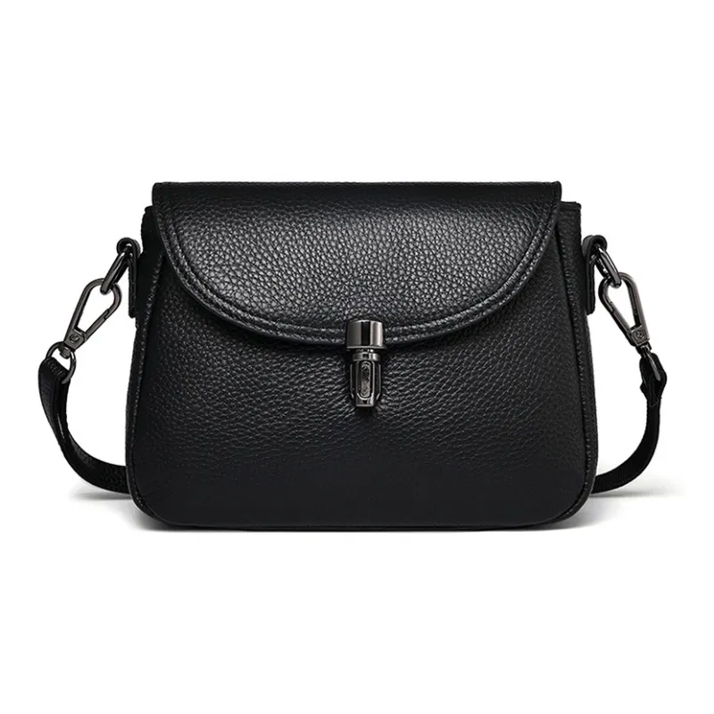 VANDEE Cow Leather Shoulder Bag, Crossbody Bag Women's Black-0