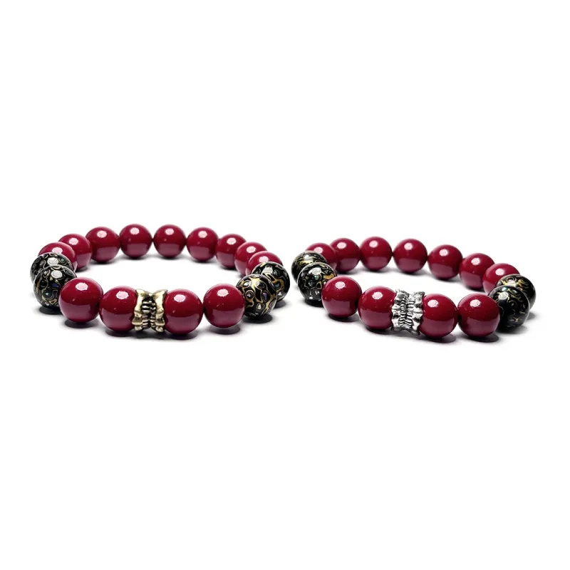 MOUNTAINS AND MANS Reconstructed Cinnabar Auspicious Beaded Bracelet Unisex-6