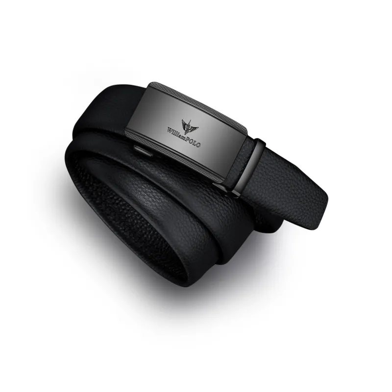 WilliamPOLO Top Grain Cow Leather Leather Belts Men's Pearl Gun 3.5cm Width-2