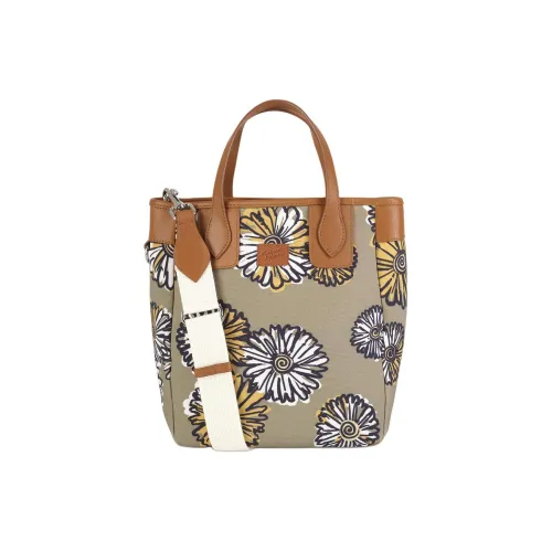 Maison Kitsune Cotton With Leather Shoulder Bag Crossbody Bag Handbag Women's Brown & Multicolor