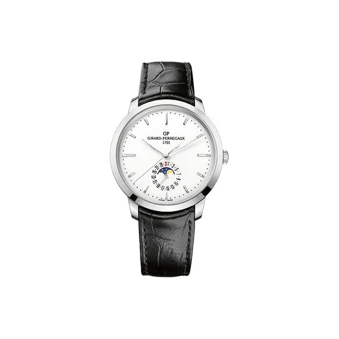 GP Automatic Mechanical Movement Men's Watches Watch 40mm Silver Dial Stainless Steel Case Crocodile Leather Strap-0