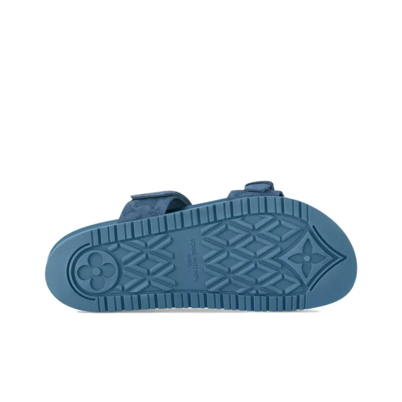LOUIS VUITTON Bom Dia Slip Resistant Fashion Slippers Women's Blue-4