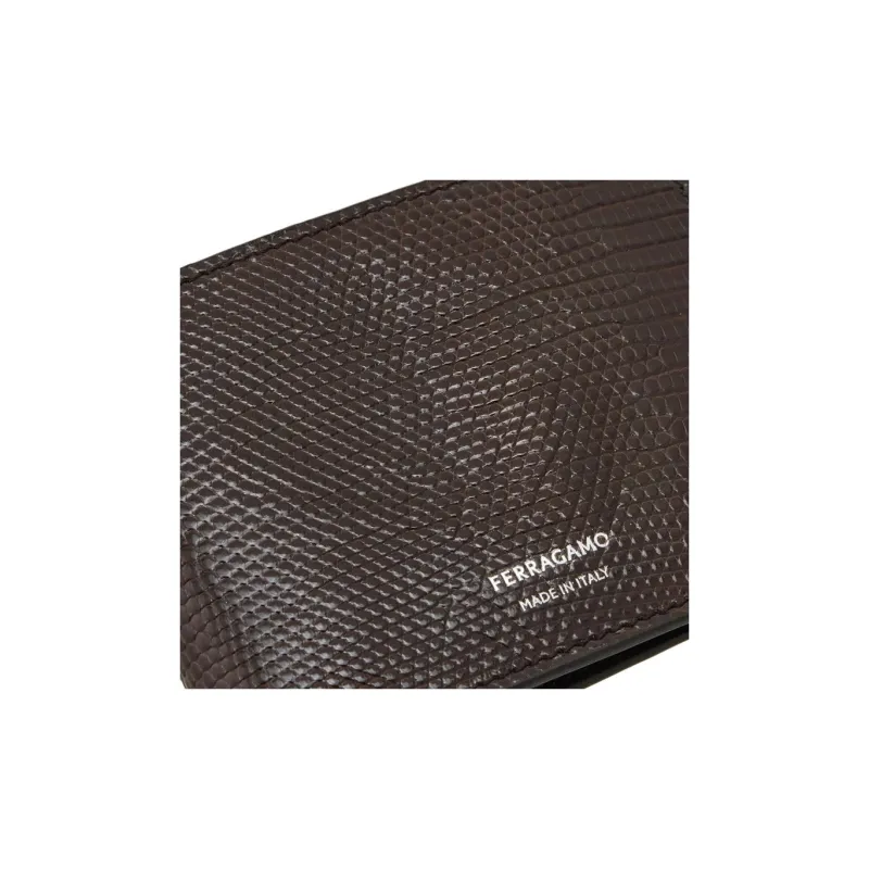 FERRAGAMO Eel Skin Wallet Men's Brown-4