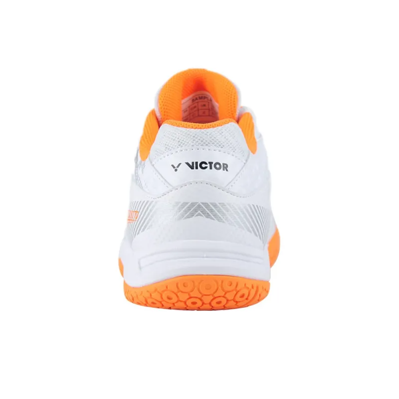 VICTOR Cushioning Breathable Low Top Badminton Shoes Unisex White Orange-3