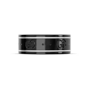 GUCCI 18K White Gold Rings Men's Black
