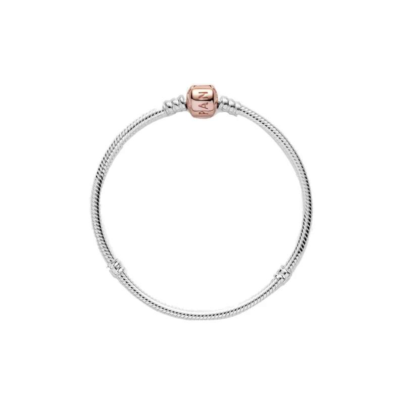 Pandora Moments Snake Chain Bracelet With Rose Clasp-0