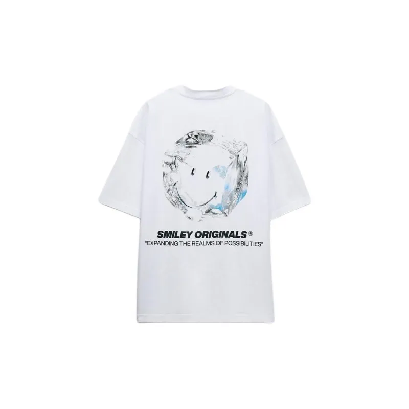 ZARA Drop Shoulder Sleeve T-Shirt Women's White-1