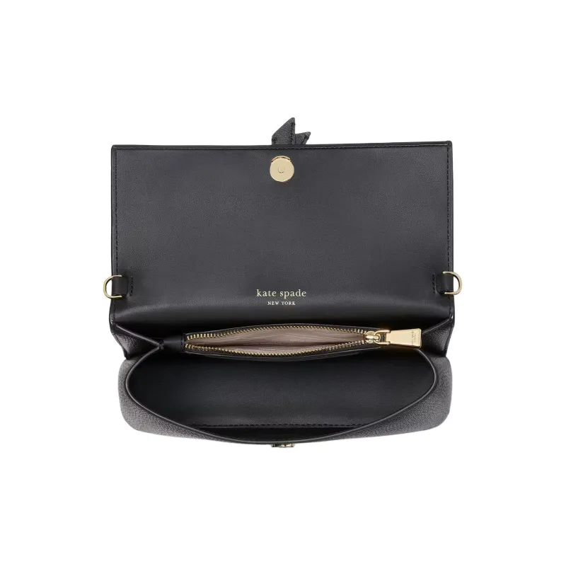 Kate Spade Knott Eggstone Leather Shoulder Bag Crossbody Bag Women's Black-3