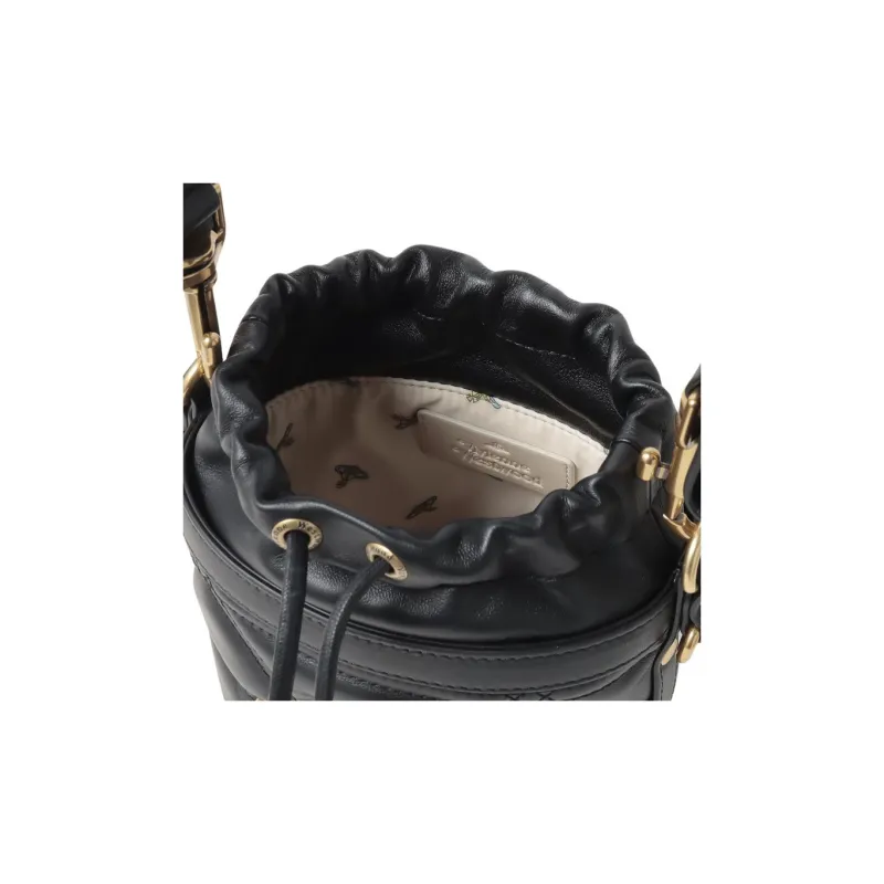 Vivienne Westwood Lambskin Bucket Bag, Shoulder Bag, Crossbody Bag, Handbag Trumpets Unisex Black-3
