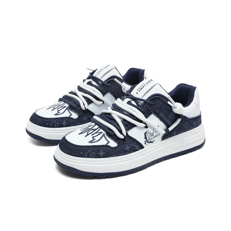 BEILIANYA Skateboard Shoes Unisex Low Top White/White Black/Moonlight Blue/Navy Blue/Mismatched/White Black All Over Print-16