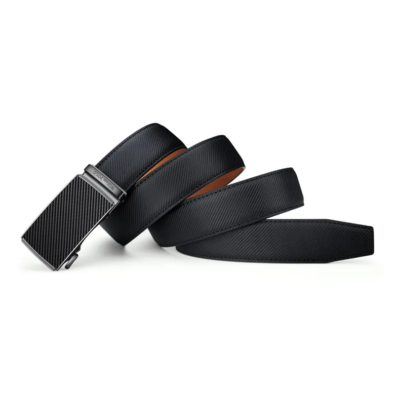 WilliamPOLO Cow Leather Leather Belts Men's Gunmetal 3.5cm-4