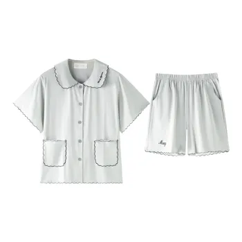 Meonsill Summer Pajama Set Women's Gray Blue