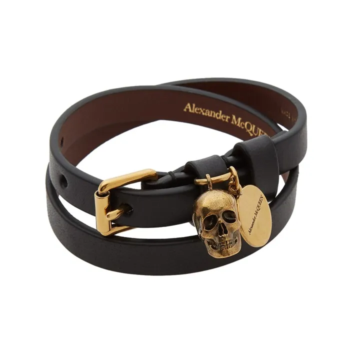 Alexander McQueen Double Wrap Leather Bracelet-1