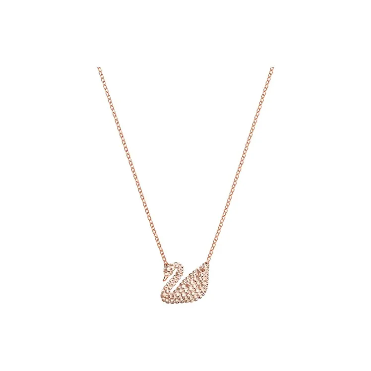 Swarovski Rose Gold Tone Plated Swan Necklaces Women's Rose Gold-0