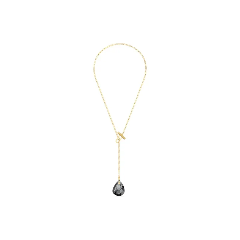 Swarovski T Bar Gold Plated Necklaces Women's Black-1