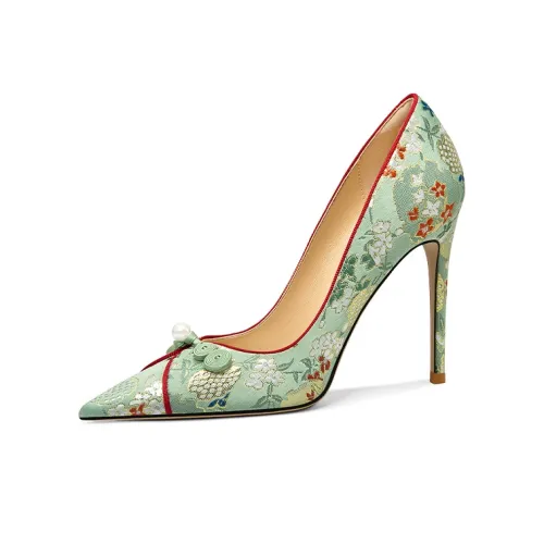 Lily Wei High Heels Women's Floral Green