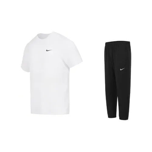 Nike Casual Sportswear Men White T-Shirts+Black Pants