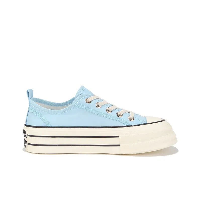 Yobn Breathable Height Increasing Low Top Canvas Shoes Women's Light Blue-1