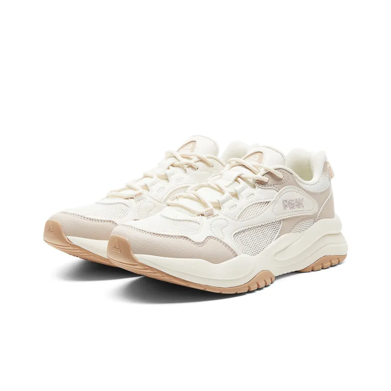 PEAK Cushioning Coverage Rebound Slip Resistant Low Top Casual Shoes Women's Ivory Yellow Canvas White-2