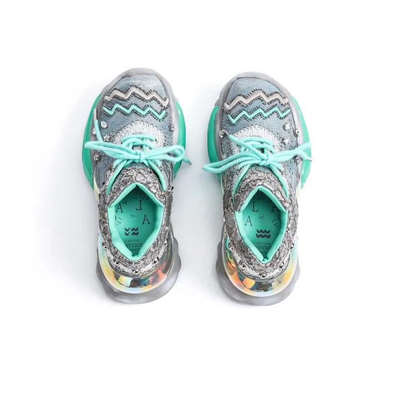 VINYVIOLA Cushioned Wear-Resistant Height Increasing Low-Top Chunky Sneakers Women's-24