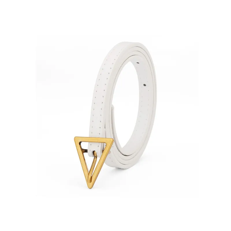 Cows Reign Vintage Triangle Pin Buckle Thin Top Grain Cow Leather Fashion Decoration Belt Leather Belts Women's-5