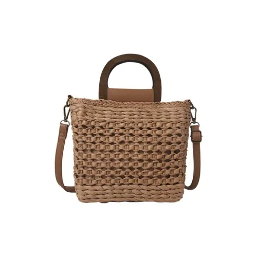 Boniu Straw Shoulder Bag Regular Women's Brown/Ecru