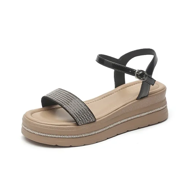 DAPHNE Strap Sandals 5cm Women's Beige/Black-1