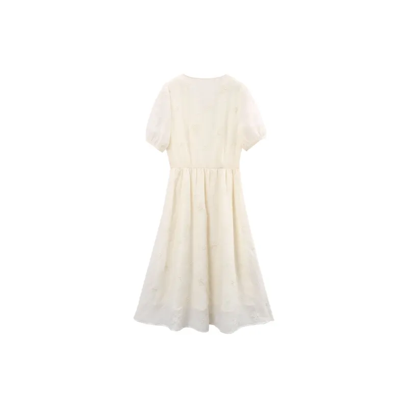 A Paradise For Awakening Short Sleeved Dresses Women's Beige-1