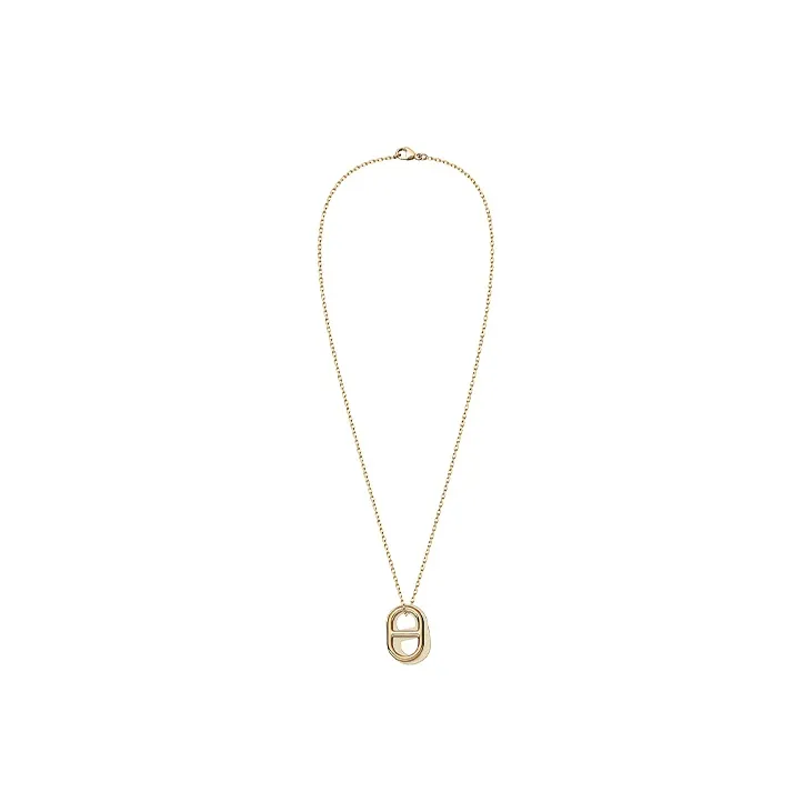 HERMES Gold-Plated Necklaces Unisex Gray White-1