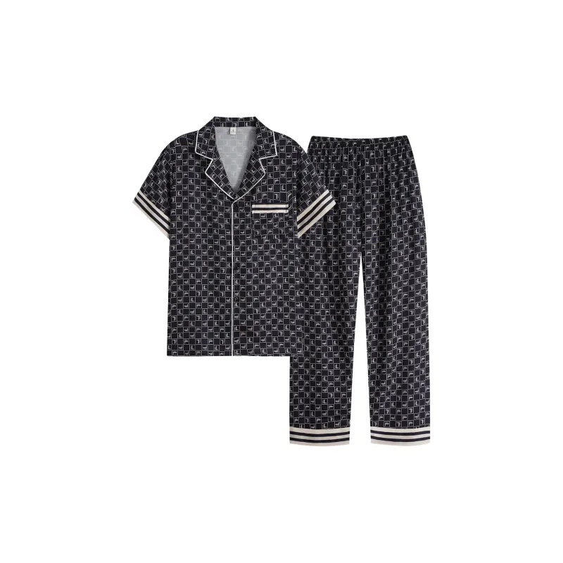 Happy Dreams Pajama Set Men's Black Gray Color-0