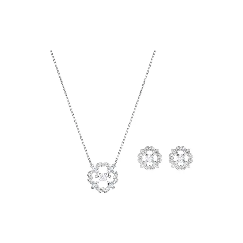Swarovski Sparkling Dance Flower Faux Crystal Stone Necklaces Women's-0